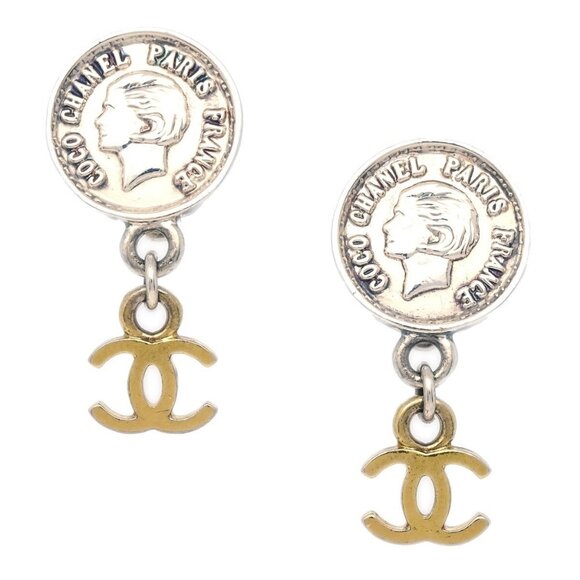 Chanel Silver Dangle Earrings Clip-On - Picture 1 of 4